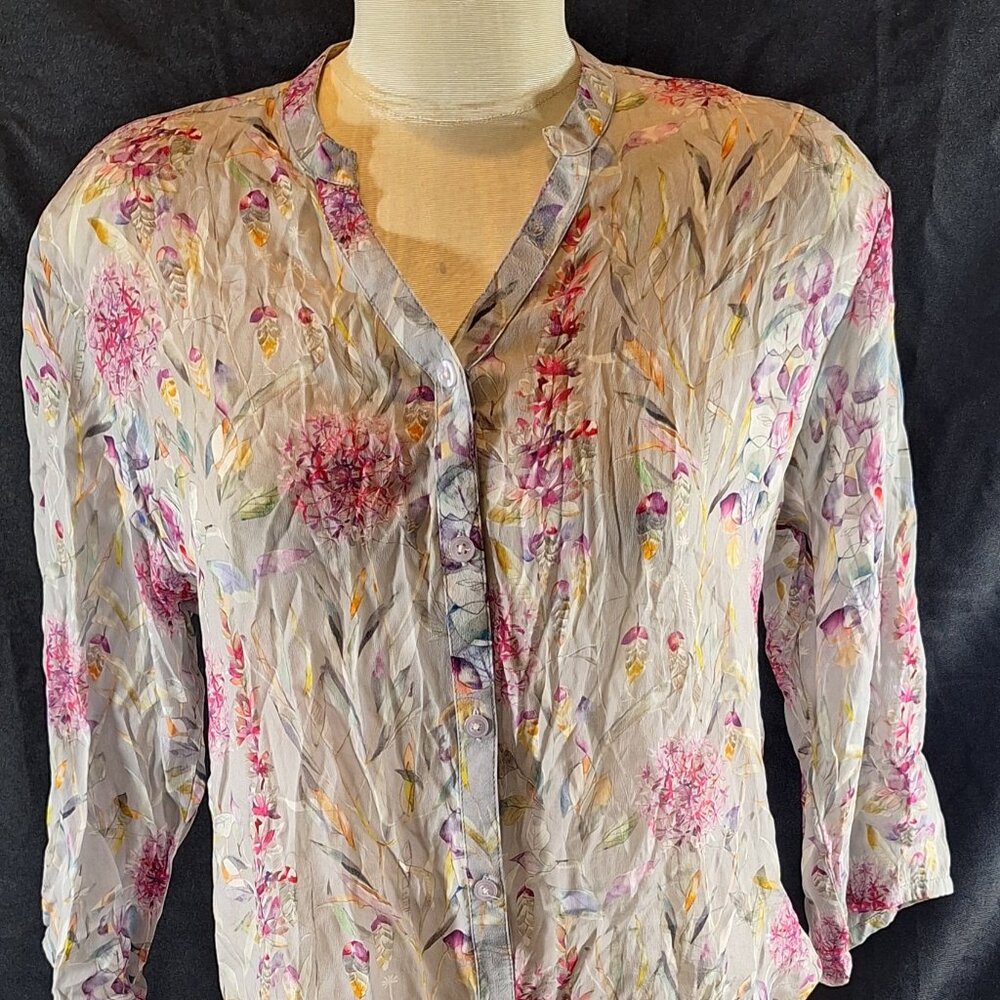 APNY Women's Colorful Floral 3/4 Sleeve Blouse Size Small